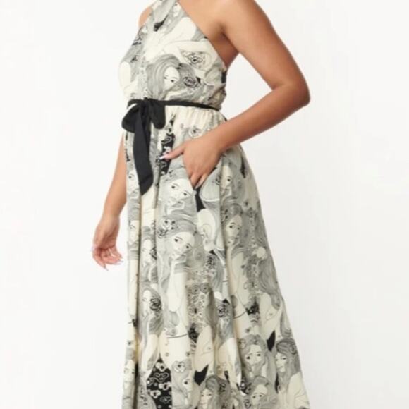 Unique Vintage Smak Parlour NWT Psychedelic 60s Goddess Print Maxi Dress Sz M # - Picture 3 of 7